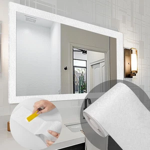10M White Silk Mirror Border Peel and Stick for Bathroom Decor, Waterproof Mirro - Picture 1 of 12