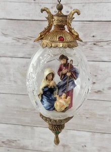 Vintage Krippenschmuck Endstück Acryl Kunst Strass Heilige Familie LESEN FEHLER - Bild 1 von 13