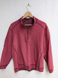 Tommy Bahama Reversible Half-Zip Sweatshirt Slub Texture Red Size Large  - Picture 1 of 6