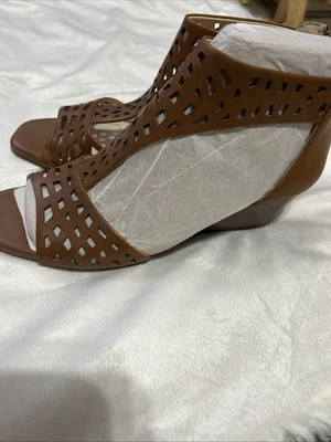 New Alex Marie Brown Leather Wedge Sandals Women Sz 9.5 M  - Image 1 of 4