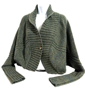 PRANA green blue wool blend batwing sleeve cardigan sweater  womens M - Picture 1 of 6