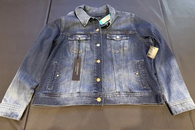 Nueva Chaqueta Liverpool Para Mujer 2X Jean Clásico Camionero Denim Elastizada Glenrock Azul Foto 1 de 4