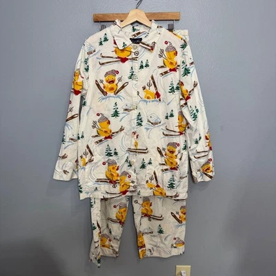 NICK & NORA Conjunto de Pijama de Algodón Pato de Goma Vintage L XL Unisex Pantalones Camisa con Botones Foto 1 de 4