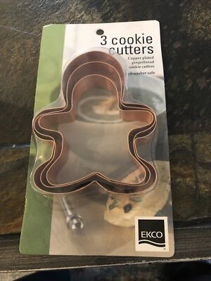 EKCO Copper Plated Cookie Cutters 3 Gingerbreads Graduated Sizes New - Image 1 of 2