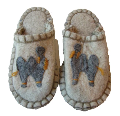 Zapatilla De Colección Hecha a Mano 100% Lana Marfil Gris Camel Sin Cordones Mula Deslizable Mujer 9-10 Foto 1 de 4