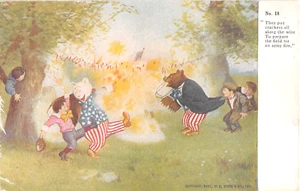 c.1907 Roosevelt Bears 4. Juli Firecrackers #18 Postkarte Political Patriotic - Bild 1 von 2