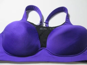 Lucy Sport Bra Size XL Indigo Wireless Lined T-Shirt Adjustable Straps Sheer - Picture 1 of 6