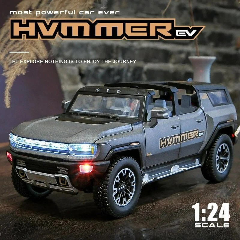 1:24 Hummer EV SUV Model Sport Car Diecast Vehicle Sounds Lights Kids Gift Toys - Image 1 of 4