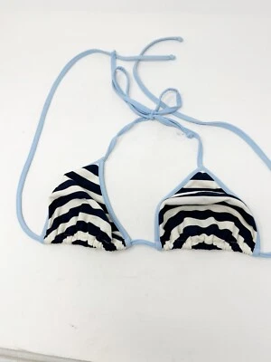 Top de bikini Burberry London para mujer Y2K náutico a rayas triángulo azul blanco grande Foto 1 de 4
