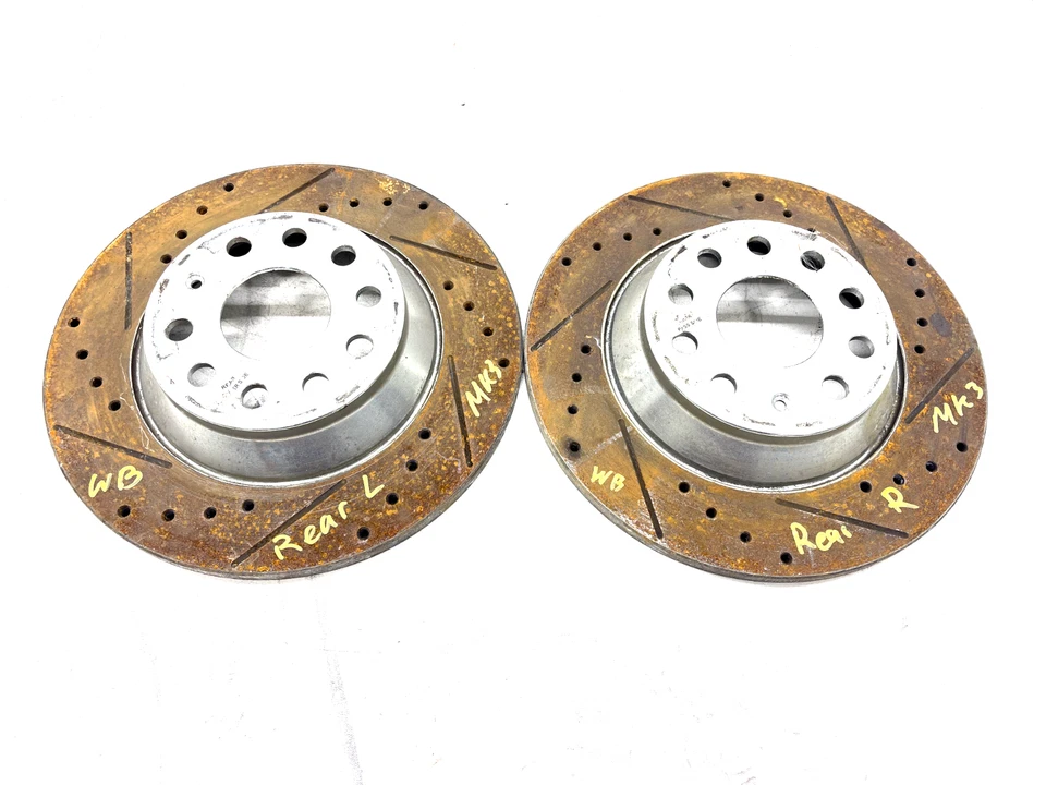 2016-2023 AUDI TT QUATTRO 8S MK3 REAR LEFT RIGHT BRAKE DRILLED ROTOR SET OEM - Image 1 of 4