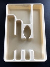 Vintage Rubbermaid Plastic 5 Slot Almond Flatware Tray Utensil Drawer Organizer