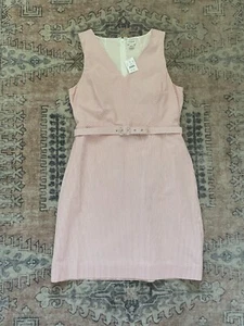 NWT J.Crew Red & White Striped Belted Seersucker A Line Dress Women’s Size 14 - Picture 1 of 6