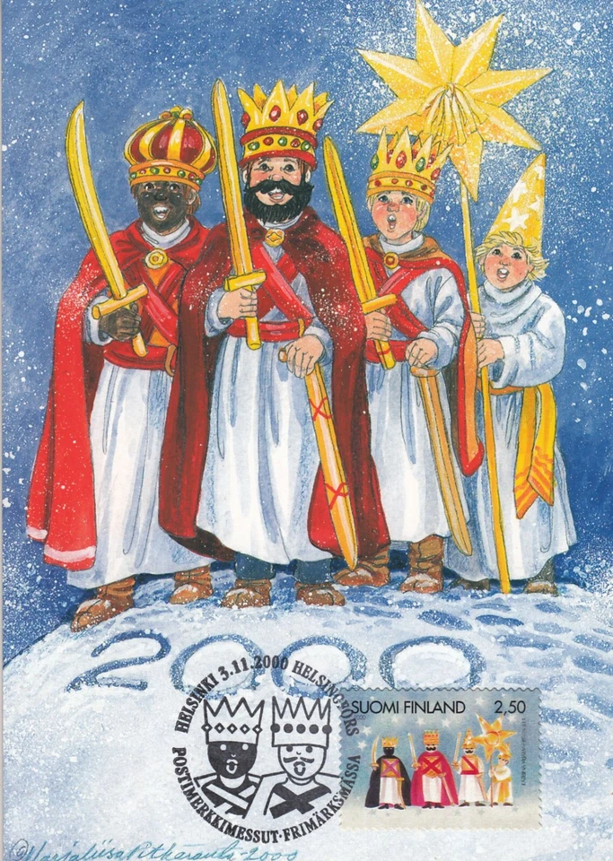 Christmas Wise Men of the East Foil Stamp Finland Mint FDC Maxi Card 2000 - Image 1 of 1