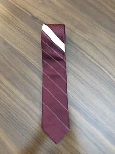 Vintage Oscar De La Renta Mens Tie Embroidered Spellout Name Logo Red Tie - Picture 1 of 9