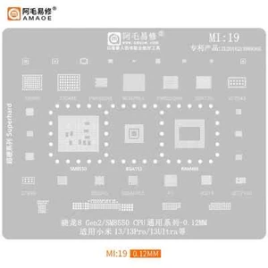 Plantilla Reballing Amaoe MI 19 BGA para Xiaomi 13 13Pro/13Ultra 8Gen SM8550 27999 - Imagen 1 de 1