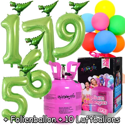 FOLIENBALLONS + BALLONGAS + LUFTBALLONS - Geburtstag Dino Dinosaurier Party Deko - Bild 1 von 4