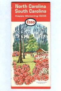 Vintage 1964 ESSO North & South Carolina HAPPY MOTORING Road Map! HUMBLE Oil! - Picture 1 of 4
