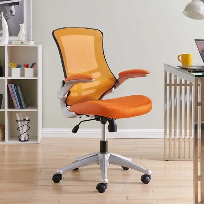 Silla de Oficina Moderna Modway Attainment Malla Vinilo en Naranja Foto 1 de 4