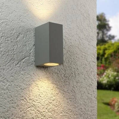 Außenleuchte UP&DOWN Light eckig für GU10 IP54 silber Wandleuchte LED Leuchte - Bild 1 von 4