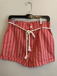 Forever 21 pantaloncino donna corallo righe nautico elastico in vita corda grande nuovo con etichetta - Foto 1 di 13