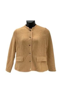 Isaac Mizrahi Live! Knit Jacquard Jacket Fawn - Picture 1 of 1