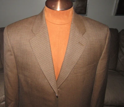 Мужское спортивное пальто RALPH LAUREN 40 Reg Blazer коричневое желтовато-коричневое черное клетчатое на 3 пуговицах шерстяное - Изображение 1 из 4