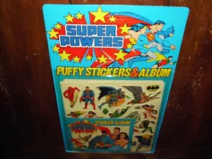 PEGATINAS Y ÁLBUM DE COLECCIÓN SUPER POWERS PUFFY TOTALMENTE NUEVOS SELLADOS SIN PERFORAR 1984 - Imagen 1 de 24