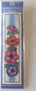 Textile Heritage Cross Stitch Kit - Anemones Floral Bookmark Kit - Picture 1 of 2