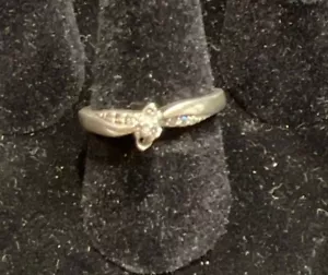 Platinaire Sterling Platinum Diamond Engagement Ring Sz 7 Missing 2 Stones - Picture 1 of 5