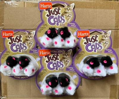 4 PACKS Hartz Just For Cats (5) Mini Mice EACH Toy Catnip Filled NEW SWAT HUNT - Image 1 of 3