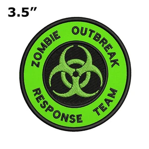 SÍMBOLO DE PELIGRO BIO bordado hierro PARCHE NEGRO ADVERTENCIA LOGOTIPO DE ADVERTENCIA ZOMBI APOCALIPSIS - Imagen 1 de 12