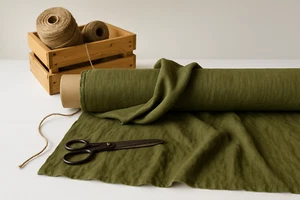 Artichoke Green Linen Blend Fabric by the Yard – Clothing, Upholstery & Crafts - Picture 1 of 10