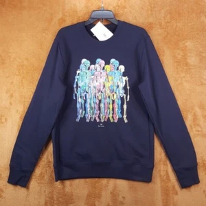 PAUL SMITH Sweatshirt Mens Small Navy Pullover Crew Regular Fit Skull $175 - Picture 1 of 9