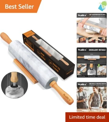 Durable 16.5-Inch Marble Rolling Pin - Ideal for Pastries, Pizza, and Cookies - Image 1 of 4
