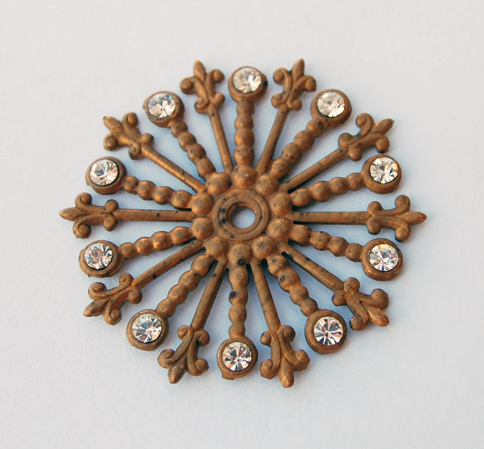 RADIO DECORATIVO VINTAGE PEDRERÍA LATÓN hecho con SWAROVSKI MUCHOS COLORES 39mm Foto 1 de 4