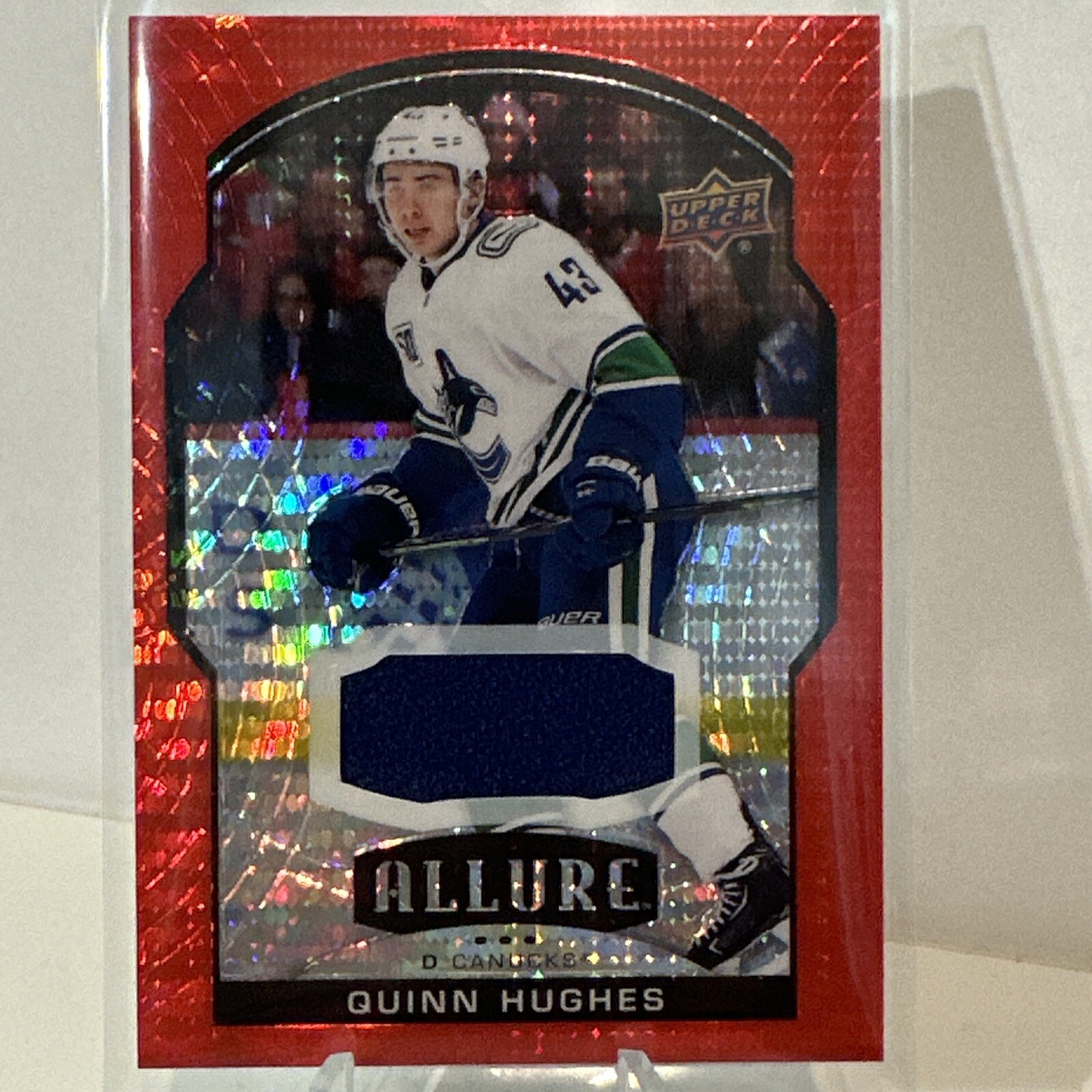 2020-21 Upper Deck Allure Jerseys Red Rainbow #43 Quinn Hughes