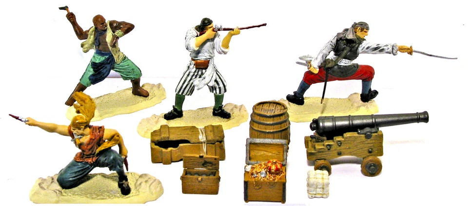 Forces of Valor Pirate Attack Set #2 - 4 figs/6 acc 54mm painted plastic soldier - Image 1 of 1