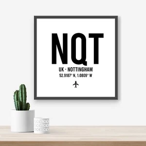Personalisierter Nottingham UK Flughafen Code Druck - jeder Flughafen/Standort, Luftfahrt - Bild 1 von 5