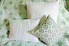 Set 3 Decorative White Pillows Kensie Tahari Sqs Rectangle Beaded Covers Inserts