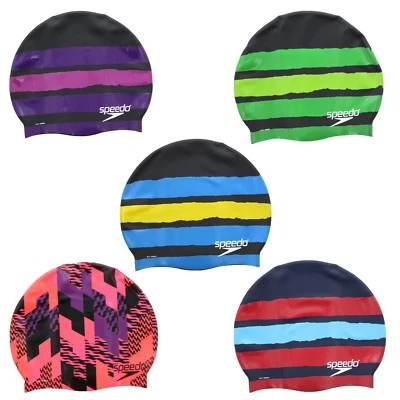 Speedo Swim Cap Adult Mens Womens Racing Graphic Swimming Pool Head Cap - Image 1 of 2