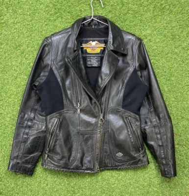 Harley Davidson Leather Jacket Women’s Medium MMotorcycle Wings Skulls - Image 1 of 4