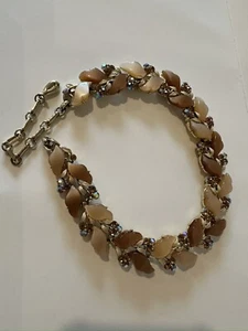 Vintage signiertes LISNER goldfarben strukturiertes Blattmuster Halsband Halskette 15,5" A2 - Bild 1 von 8