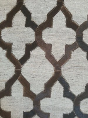 Alfombra hecha a mano con apliques de vaca India marrón y beige 2 pies X 3 pies NUEVA Foto 1 de 4