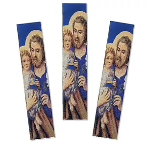 Saint Joseph - Set of 3 Tapestry Book Markers Textile Art 9 1/8"x2" - Picture 1 of 2