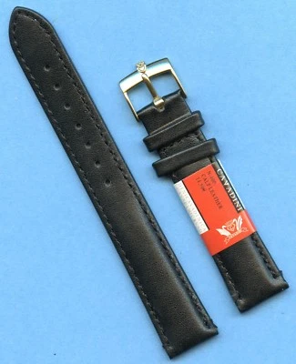 GENUINE BLACK CALF LEATHER CERVIN STRAP & 17mm 18mm 19mm & TUDOR STEEL BUCKLE - Image 1 of 4