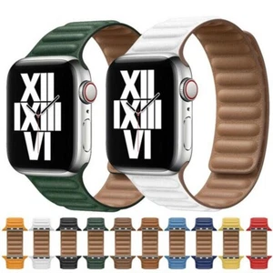 Leather Link Band for Apple Watch Strap ULTRA 9 8 7 SE 6 5 4 38/40/41/44/45/49mm - Picture 1 of 20