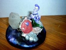 Tiny Fairy House In Seashell Quarts Crystal Pearls Sculpture Polymer Clay Ooak