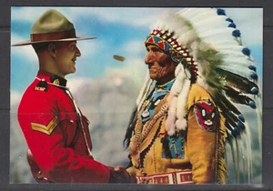POST CARD Chief Sitting Eagle Nakoda Nation Canada and Mountie - Picture 1 of 1