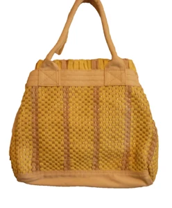 GAP Bag Lattice Woven Braided Yellow Lemon Brown Beige Vintage 1990s NWT - Picture 1 of 12
