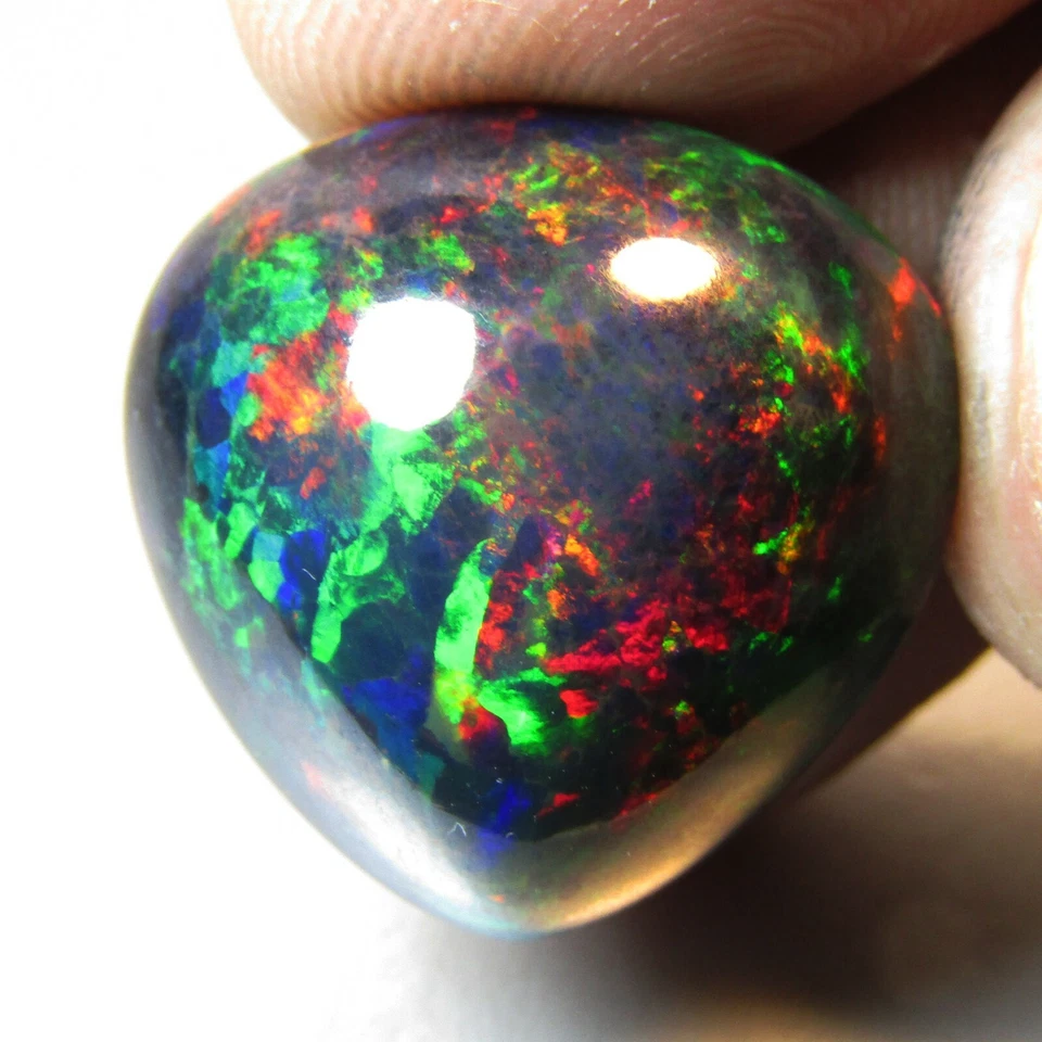 Потрясающий натуральный многоцветный игровой черный опал в форме толстой груши драгоценный камень 23,30 карата - Изображение 1 из 4